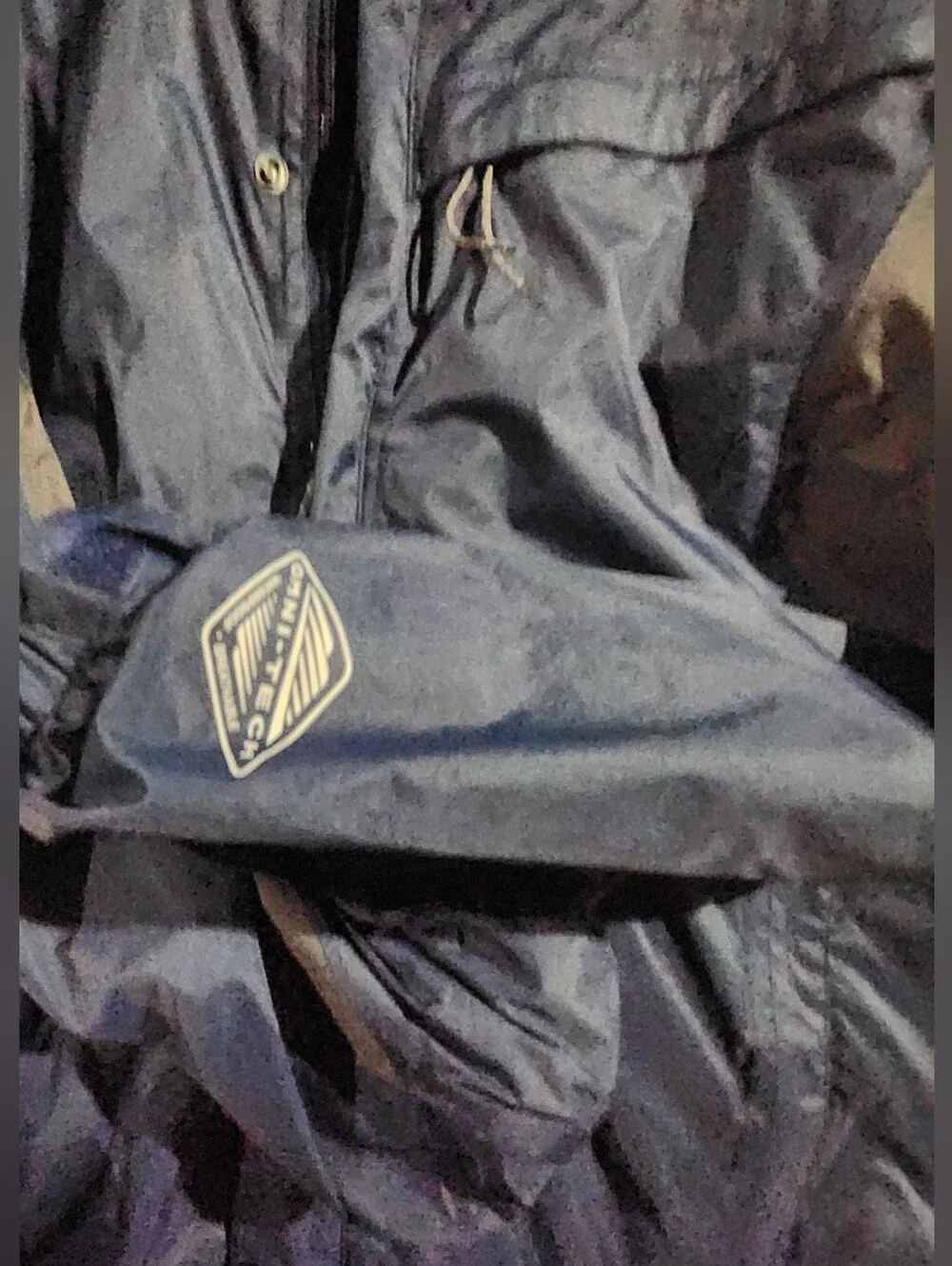 Columbia Navy and Gray Adult Hooded Raincoat Size Small